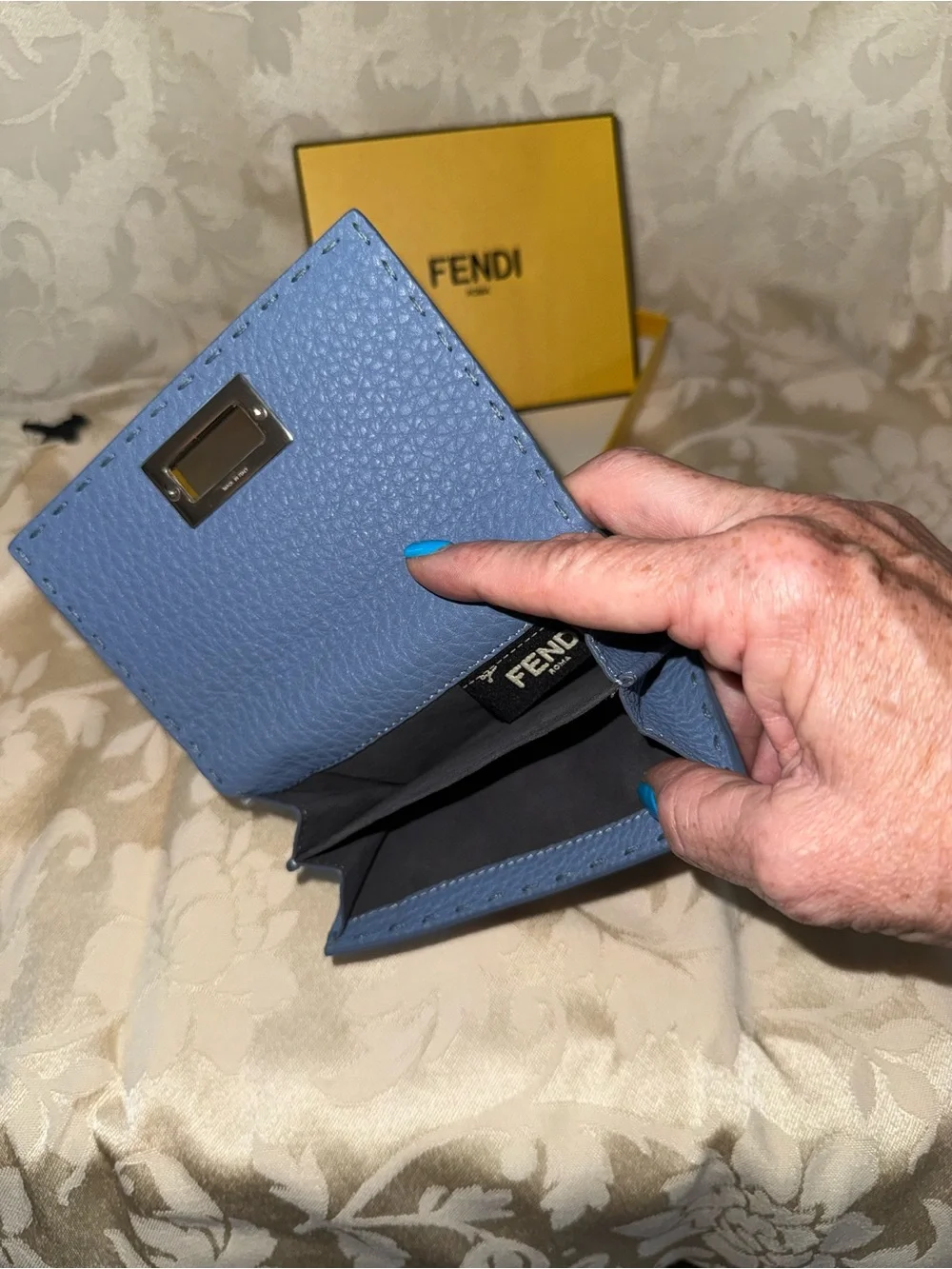 Fendi Blue Selleria Leather wallet - authenticated.